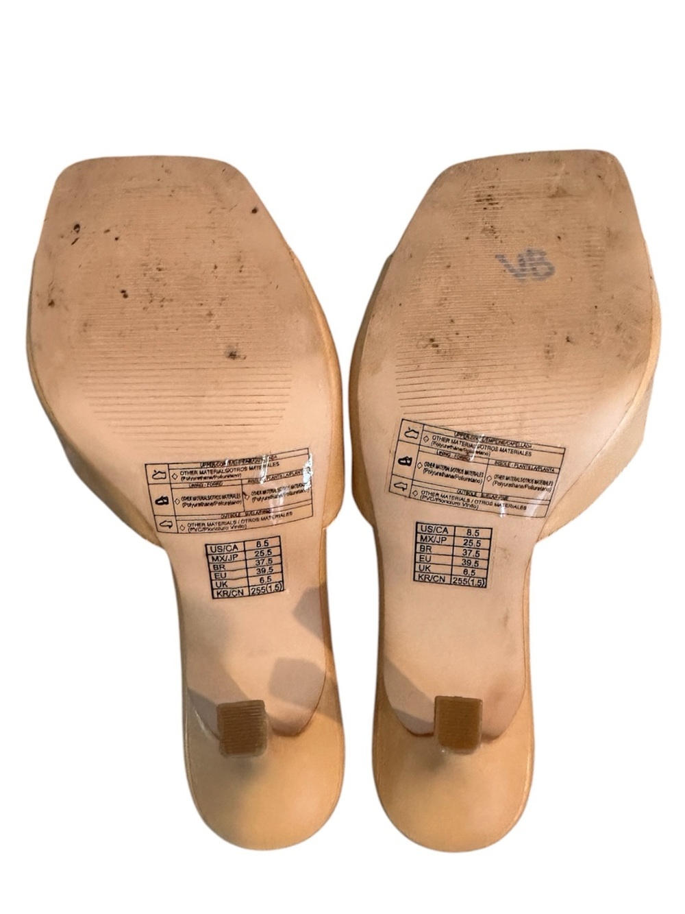 Forever 21 Beige Open-Toe Slide Heels, mule size 8.5 - Picture 5 of 6
